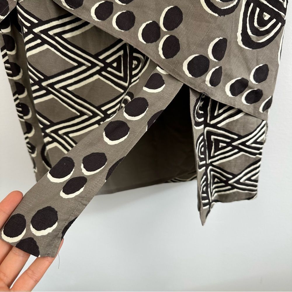 ⛔️SOLD⛔️Anthropologie Maeve Edessa Linen Brown Tribal Print Sarong Wrap Skirt Si - Picture 8 of 12